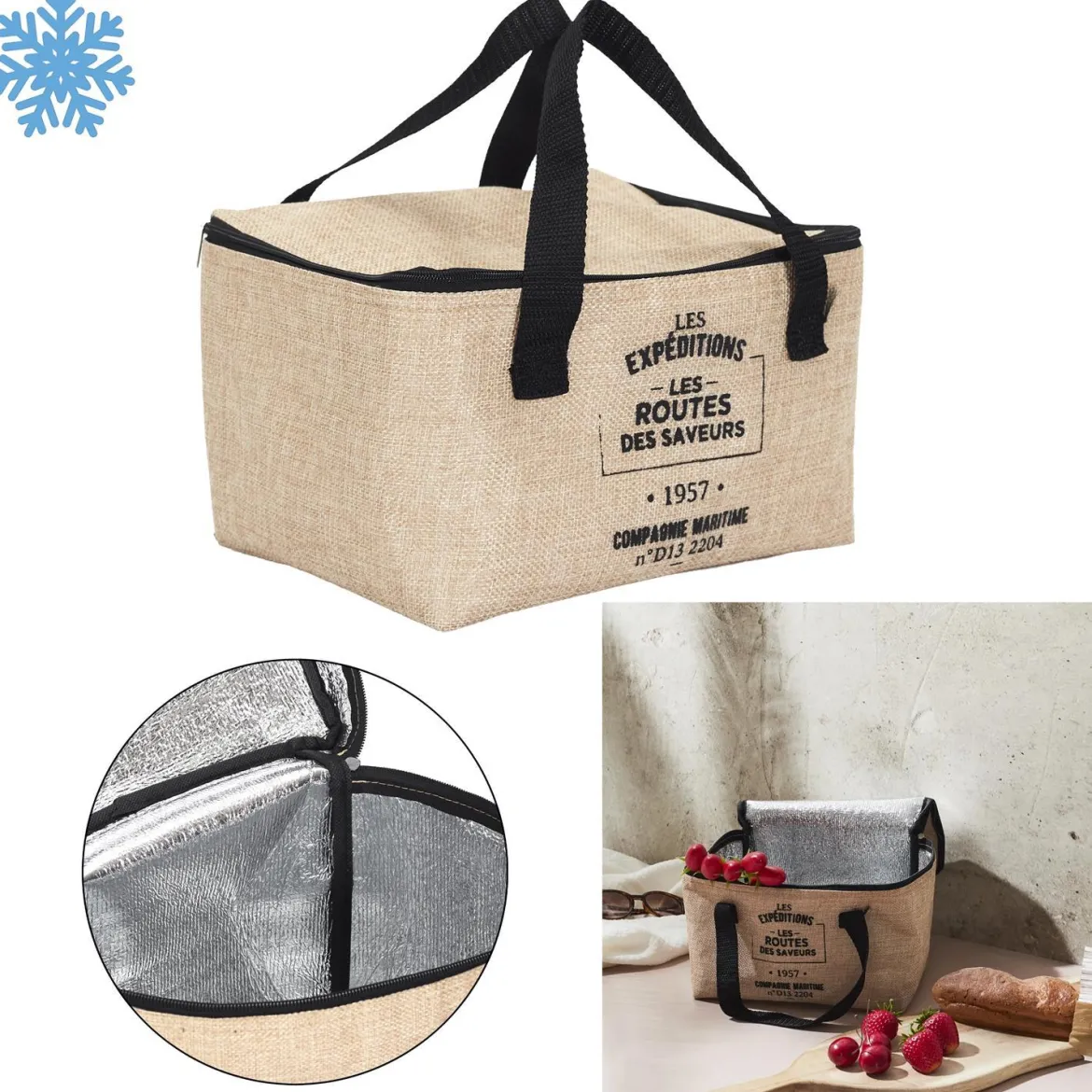 LUNCH BAG FRAICHEUR EFFET JUTE 24.5X18X16.5CM 8L