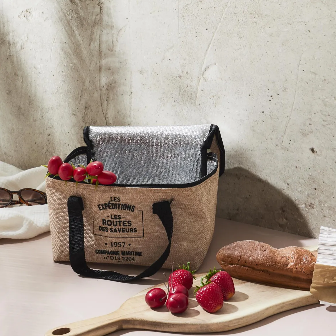 LUNCH BAG FRAICHEUR EFFET JUTE 24.5X18X16.5CM 8L