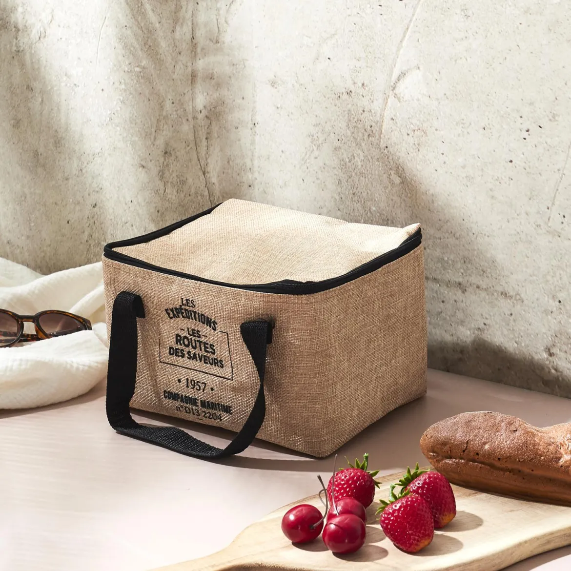 LUNCH BAG FRAICHEUR EFFET JUTE 24.5X18X16.5CM 8L