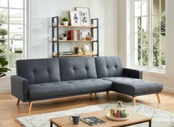 LUXI CANAPE ANGLE ANTHRACITE CONVERTIBLE STYLE SCANDINAVE