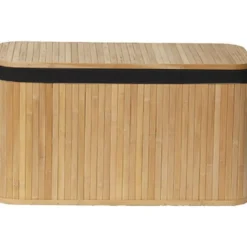 MALLE RECTANGULAIRE 66.5X29X38CM BAMBOU TISSU LIN NOIR