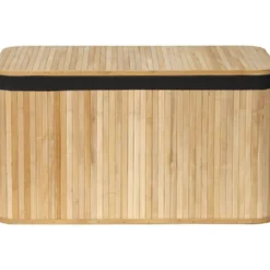 MALLE RECTANGULAIRE 75.5X38.5X42.5CM BAMBOU TISSU LIN NOIR
