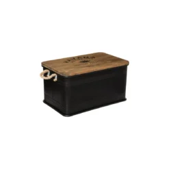 MALLE METAL BOIS NOIR CUBA D.45.2X30X25CM