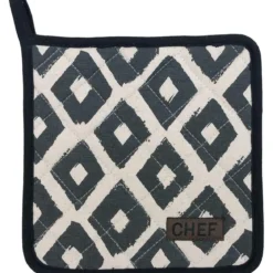 MANIQUE CHEF LOSANGE 20X20CM COTON NOIR