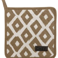 MANIQUE CHEF LOSANGE 20X20CM COTON TAUPE