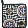 MANIQUE CHEF MOSAIQUE 20X20CM COTON FRAMBOISE