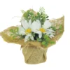 MARGUERITES POT TOILE JUTE POT H.18CM BLANC