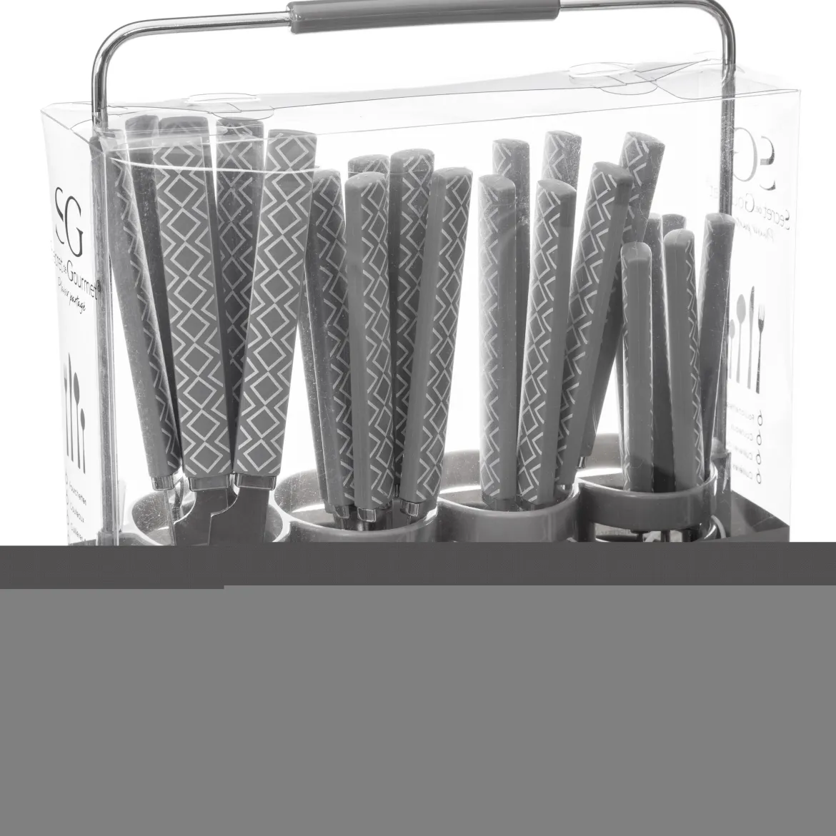 MENAGERE 24 PIECES GEO ET RANGE COUVERT TAUPE