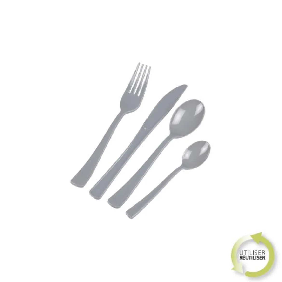 MENAGERE 24 PIECES REUTILISABLES GRIS