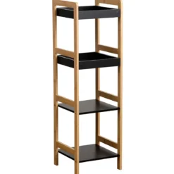 MEUBLE BAMBOU 4 ETAGERES BAMBOU NOIR