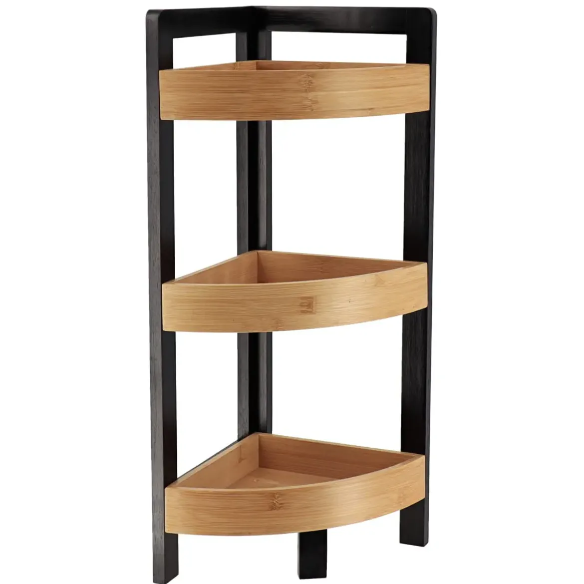 MEUBLE D ANGLE 3 ETAGERES NOIR BAMBOU