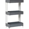 MEUBLE DE RANGEMENT 3 NIVEAUX SUR ROULETTES BLANC GRIS