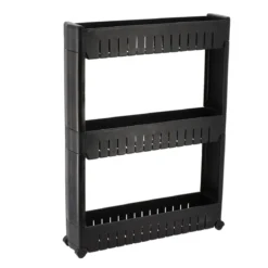 MEUBLE DE RANGEMENT 3 NIVEAUX SUR ROULETTES NOIR