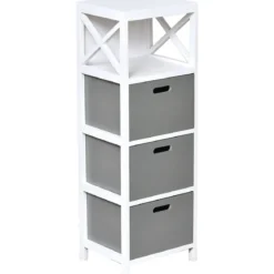 MEUBLE MDF PAULOWNIA GM 3 TIROIRS 1 NICHE BLANC GRIS