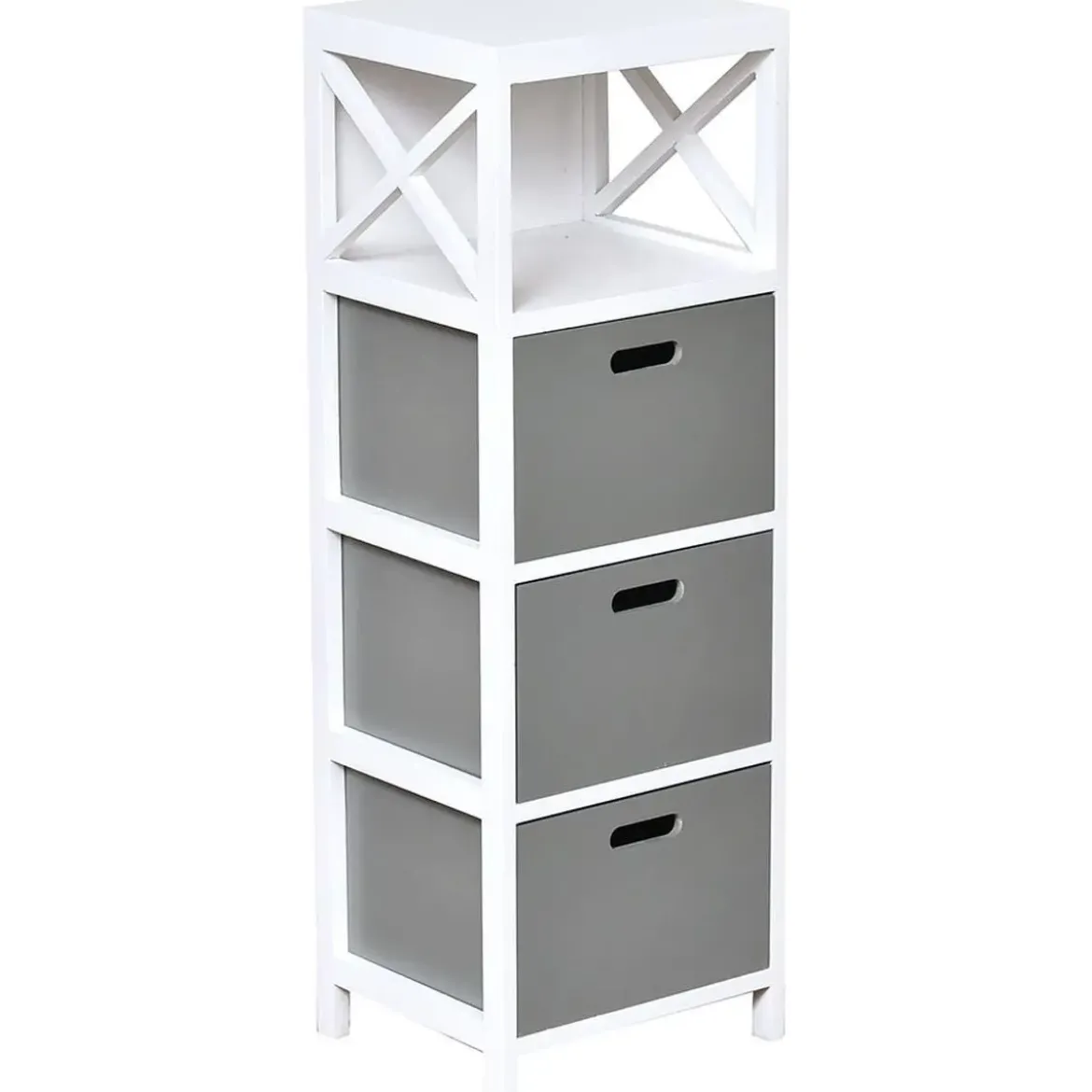 MEUBLE MDF PAULOWNIA GM 3 TIROIRS 1 NICHE BLANC GRIS