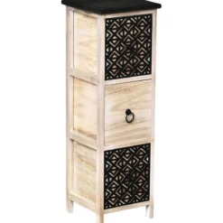 MEUBLE MDF PAULOWNIA NATUREL 3 TIROIRS POIGNEES METAL RONDE