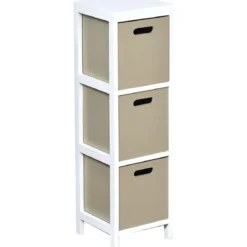 MEUBLE MDF PAULOWNIA PM 3 TIROIRS BLANC TAUPE
