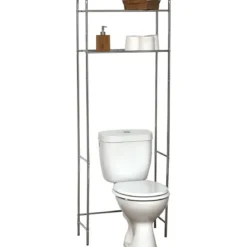 MEUBLE METAL 2 TABLETTES POUR TOILETTES CHROME