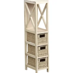 MEUBLE NATUREL 1 ETAGERE 3 PANIERS PAPIER TRESSES NATUREL