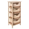 MEUBLE PAULOWNIA 4 PANIERS EN VEGETALE ET COTON NAT BEIGE