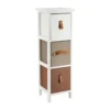 MEUBLE  PAULOWNIA PM 3 TIROIRS POIGNEES DECO BLANC MARRON
