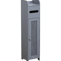 MEUBLE RESERVE ET DEROULEUR PAPIER WC 1 PORTE GRIS FONCE