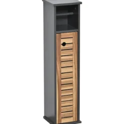 MEUBLE RESERVE ET DEROULEUR PAPIER WC ACACIA ET MDF