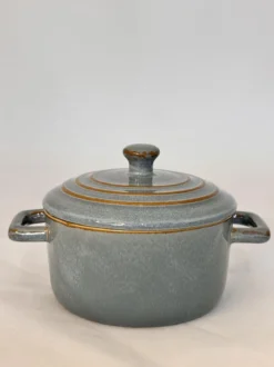 MINI COCOTTE GRIS PORCELAINE EMAIL REACTIF D.10CM