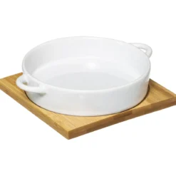 MINI PLAT CERAMIQUE SOCLE BAMBOU