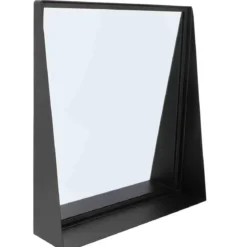MIROIR METAL A FIXER AVEC TABLETTE NOIR