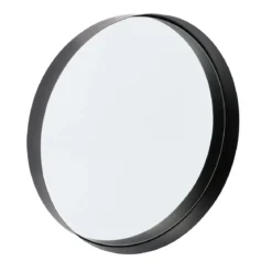 MIROIR ROND METAL AVEC BORDURE D.40CM A FIXER NOIR