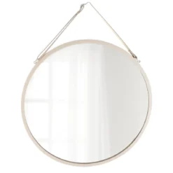 MIROIR A SUSPENDRE METAL D.38CM BEIGE