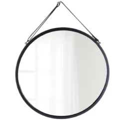MIROIR A SUSPENDRE METAL D.38CM NOIR