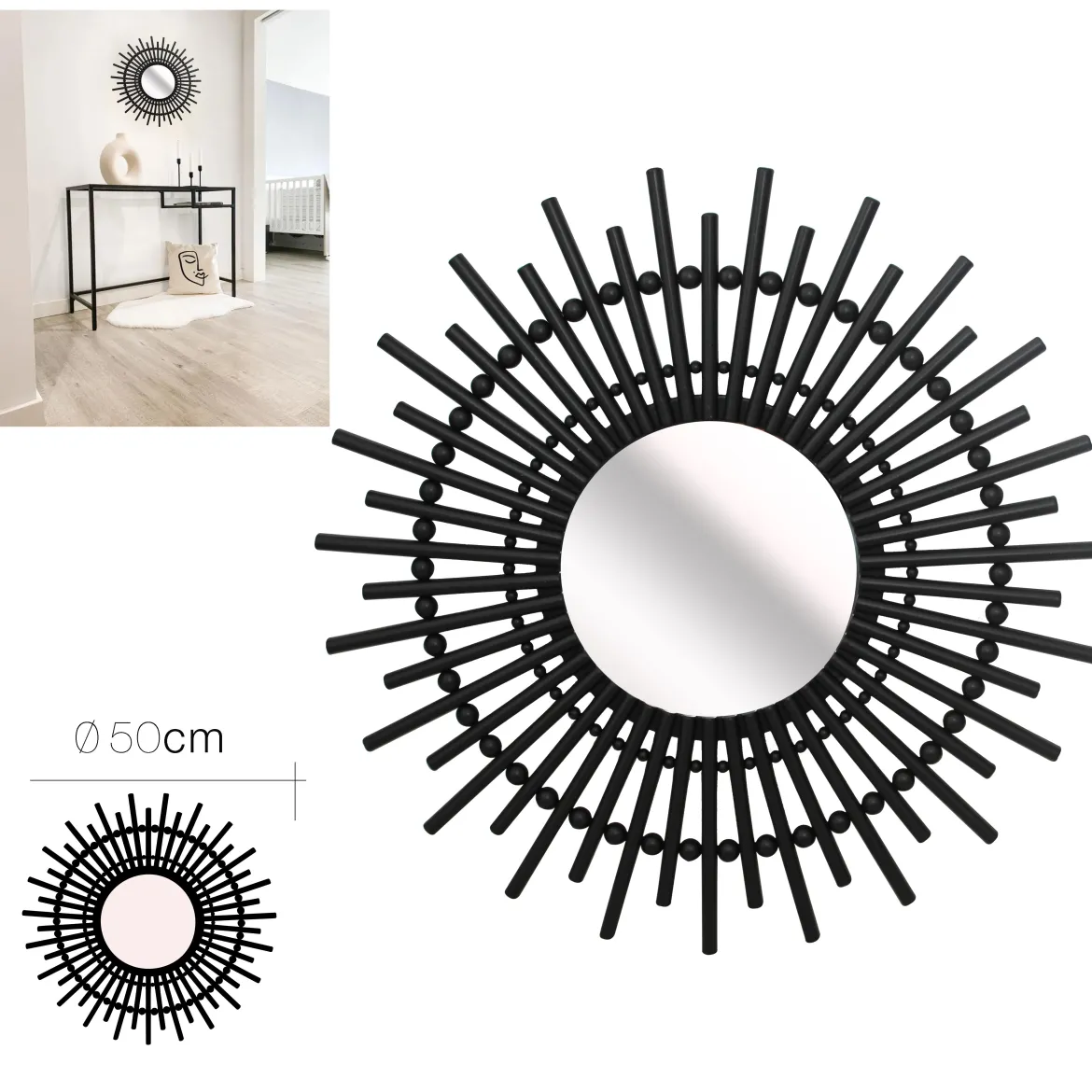 MIROIR BAMBOU D.50CM