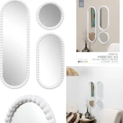 MIROIR CORFU BLANC H75CM X3 PIECES