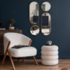 MIROIR DECO ROND ET OVALE VERSA DORE X4 PIECES