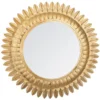 MIROIR METAL FEUILLES OR D.70CM