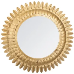 MIROIR METAL FEUILLES OR D.70CM