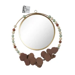 MIROIR MURAL DORE FEUILLES TERRACOTA D.33CM
