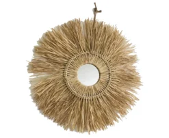 MIROIR ROND FIBRE NATURELLE D.51CM