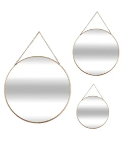 MIROIR ROND METAL CHAINE X3 OR