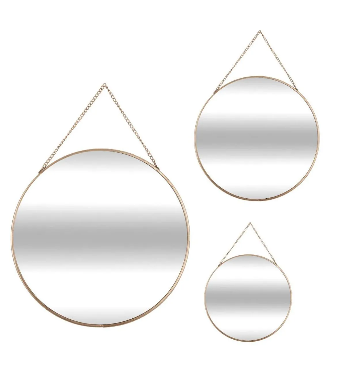 MIROIR ROND METAL CHAINE X3 OR