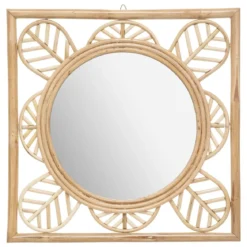 MIROIR ROTIN FLEUR AONI 52X52CM