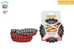 MOULE 4 TARTELETTES D.12CM ACIER ANTI ADHERENT ROUGE ROSSANA