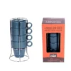 4 MUG EMPILABLE BLEU CANARD AVEC RACK 22CL GRES
