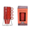 4 MUG EMPILABLE ROUGE AVEC RACK 22CL GRES
