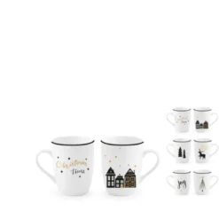MUG PORCELAINE NOEL ARGENTE