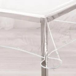 NAPPE CRISTAL RECTANG 140X240 CM PVC UNI GARDEN BIAIS BLANC