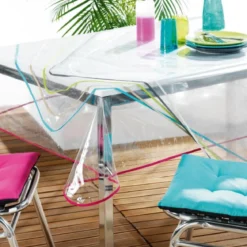 NAPPE CRISTAL RECTANG 140X240 CM PVC UNI GARDEN BIAIS BLANC