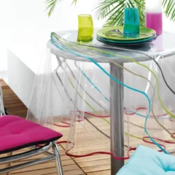 NAPPE CRISTAL RONDE 180 CM PVC UNI GARDEN BIAIS ANTHRACITE